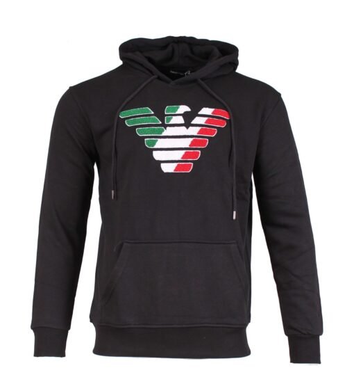 Emporio Armani Hooded Sweatshirt With Logo Embroidery Trim Jumper