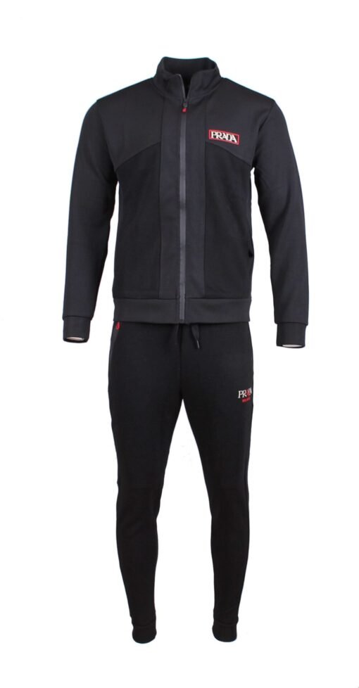 Prada Men Tracksuit Full-Zip Sweatshirt With Logo and Sweatpants - Image 2
