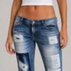 Dsquared2 Women's Light Blue Distressed Slim Fit Jeans Detail