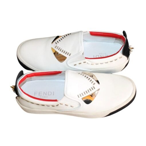 Fendi Leather Monster Eyes Studded Low Top Sneakers - Image 4
