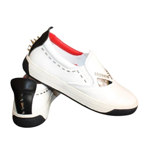Fendi Leather Monster Eyes Studded Low Top Sneakers - Image 2