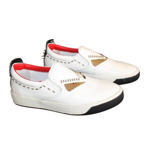 Fendi Leather Monster Eyes Studded Low Top Sneakers