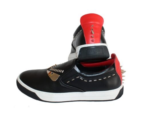 Fendi Leather Monster Eyes Studded Low Top Sneakers - Image 4