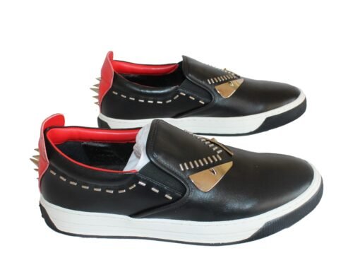 Fendi Leather Monster Eyes Studded Low Top Sneakers - Image 3