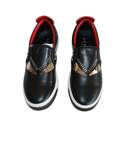 Fendi Leather Monster Eyes Studded Low Top Sneakers - Image 2
