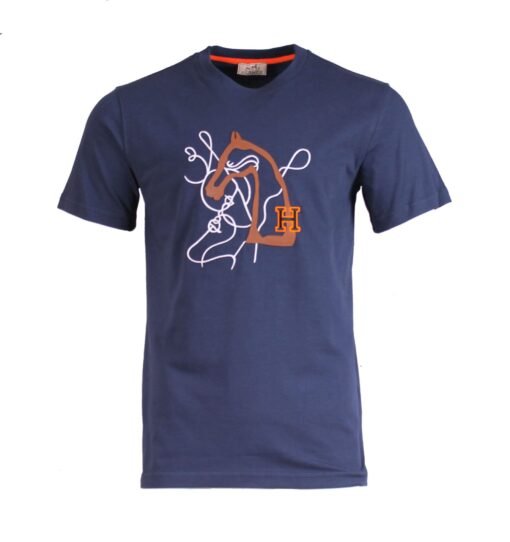 Hermès Men t-shirt Cotton tee with Horse embroidery
