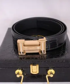 Hermès Kelly 18 Epsom Leather Belt – Black & Gold