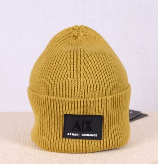 Armani Exchange Hat Rib-knit beanie with turn-up brim and logo AX