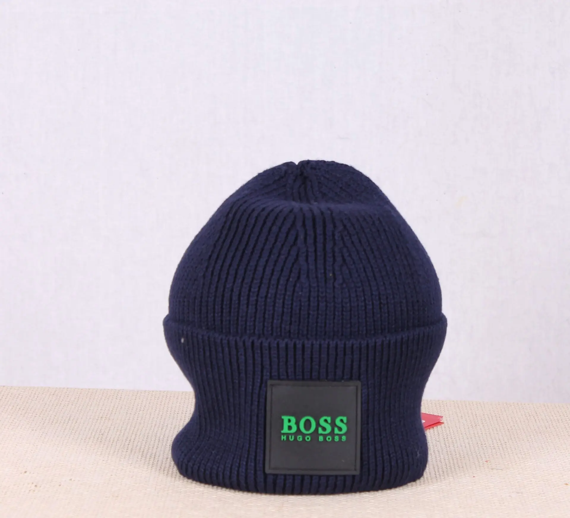 Hugo Boss Hat Rib-knit beanie with turn-up brim and logo