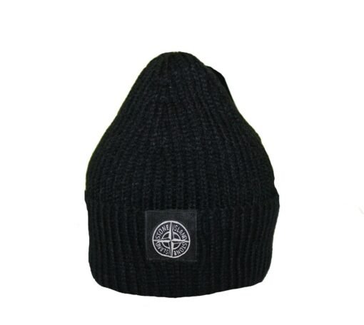 Stone Island Hat Rib-knit beanie with turn-up brim and logo