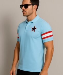Givenchy Designer Polo Shirt – Black, White & Blue Color Block | Limited Edition