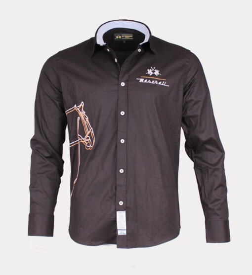 LA Martina Men Oxford Shirt with Logo Button Down Long Sleeve