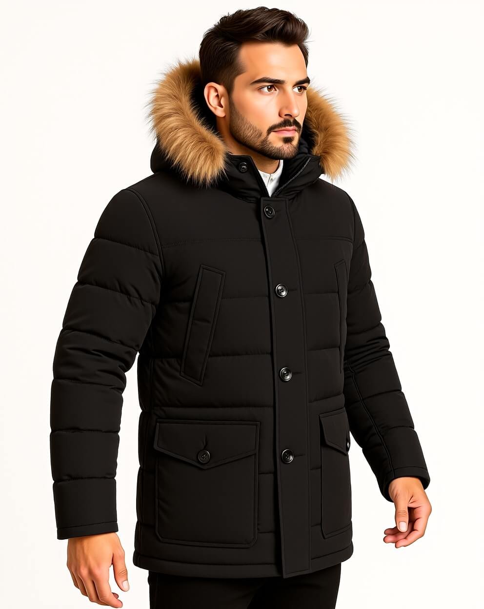 Moncler Men’s Designer Parka – Luxury Down Jacket with Fur Hood, Zipper & Button Details | 50% Off + Free Worldwide Shipping - Image 5