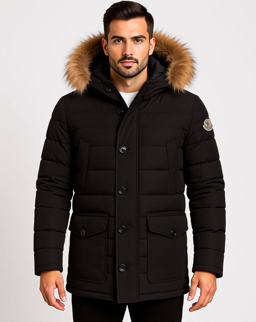Moncler Men’s Designer Parka – Luxury Down Jacket with Fur Hood, Zipper & Button Details | 50% Off + Free Worldwide Shipping - Image 3