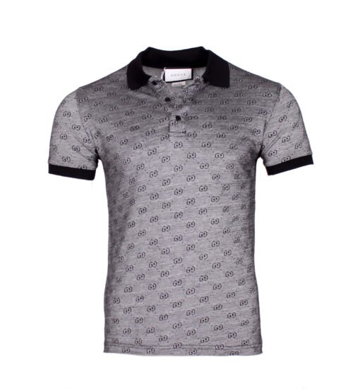 GUCCI MEN POLO SHIRT COTTON INTERLOCKING G T-SHIRT SHORT SLEEVES BLACK