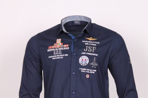 Aeronautica Men Oxford Shirt with Logo Button Down Long Sleeve - Image 5