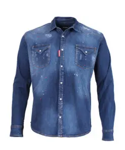DSQUARED2 MEN SHIRT DENIM MEDIUM WASH CLASSIC WESTERN SHIRT 