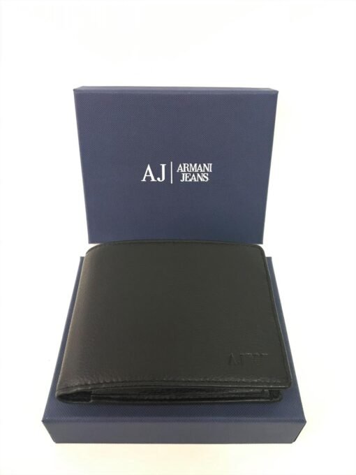 Armani Jeans Men Leather Wallet in Black with Logo and Lettering - Image 3