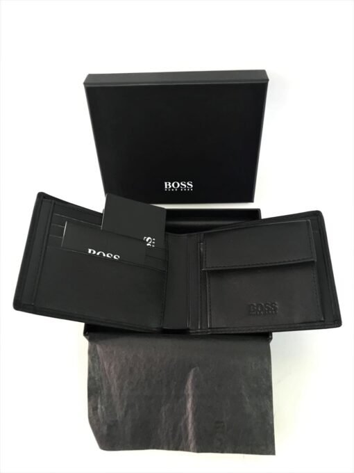 Hugo Boss Men Leather Wallet in Black with Lettering - Image 3