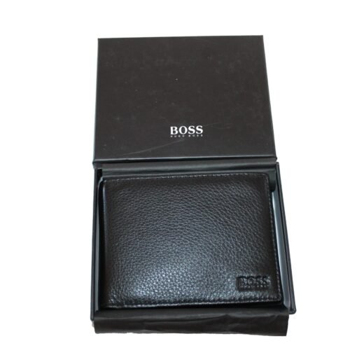 Hugo Boss Men Leather Wallet in Black with Embossed Logo - Image 6