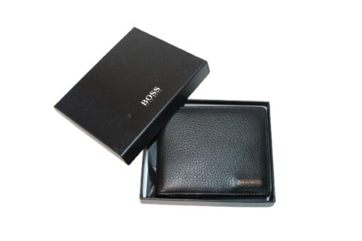 Hugo Boss Men Leather Wallet in Black with Logo and Lettering - Image 2