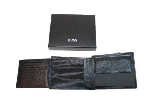 Hugo Boss Men Leather Wallet in Black with Logo and Lettering - Image 4
