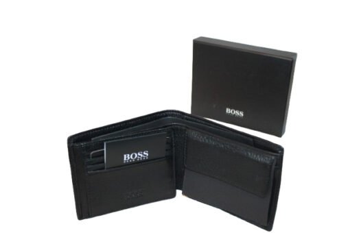 Hugo Boss Men Leather Wallet in Black with Logo and Lettering - Image 5
