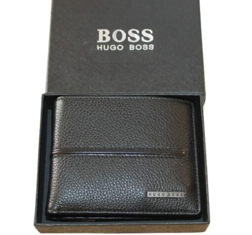 Hugo Boss Men Leather Wallet in Black with Logo and Lettering - Image 2