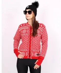 Dale of Norway Woman Sweater Full Zip Wool Jacket in Red
