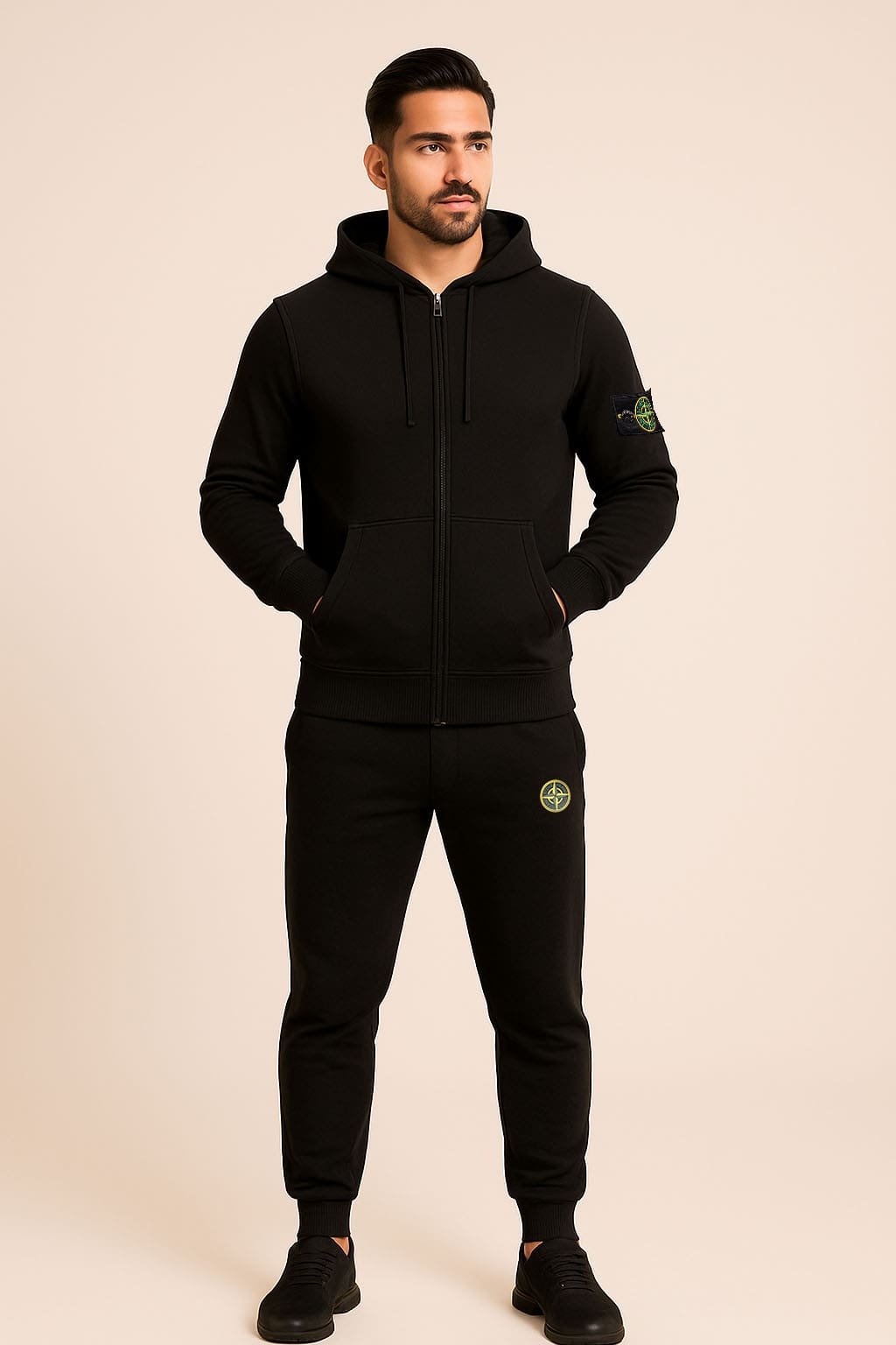 Stone Island Black Tracksuit – Premium Hoodie & Joggers | Streetwear & Fan Style - Image 5