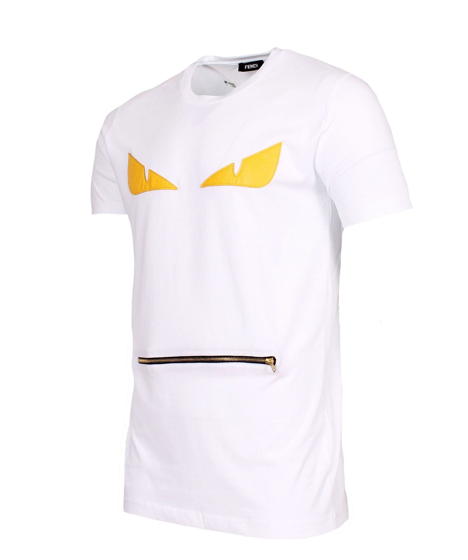 FENDI Men Polo Shirt With "The EYE" Cotton t-shirt in White - Image 3