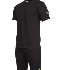 Stone Island Men's Black Summer Set – Cotton T-Shirt and Shorts | 2-Piece Outfit