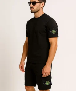Stone Island Black Set – Designer T-Shirt & Shorts | Premium Quality Streetwear
