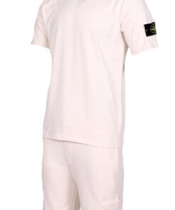 Stone Island Men's Beige Summer Set – Cotton T-Shirt and Shorts | 2-Piece Outfit