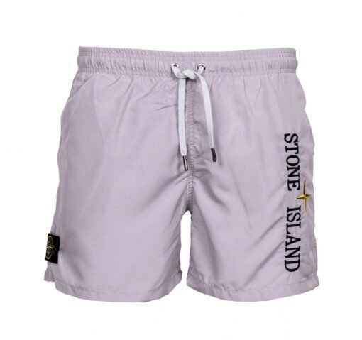Stone Island Gray Designer Swim Shorts for Men - Image 3