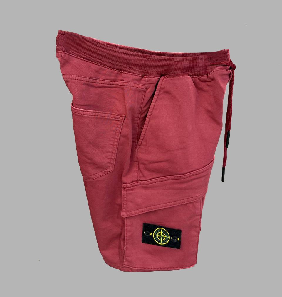 Stone Islands Men’s Red Cargo Shorts – Bold Design & Urban Edge - Image 2