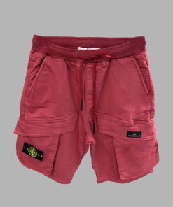 Stone Islands Men’s Red Cargo Shorts – Bold Design & Urban Edge