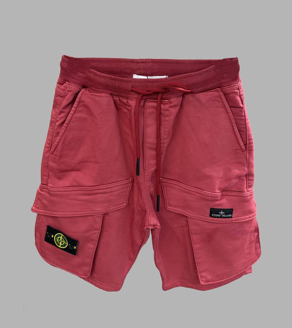 Stone Islands Men’s Red Cargo Shorts – Bold Design & Urban Edge