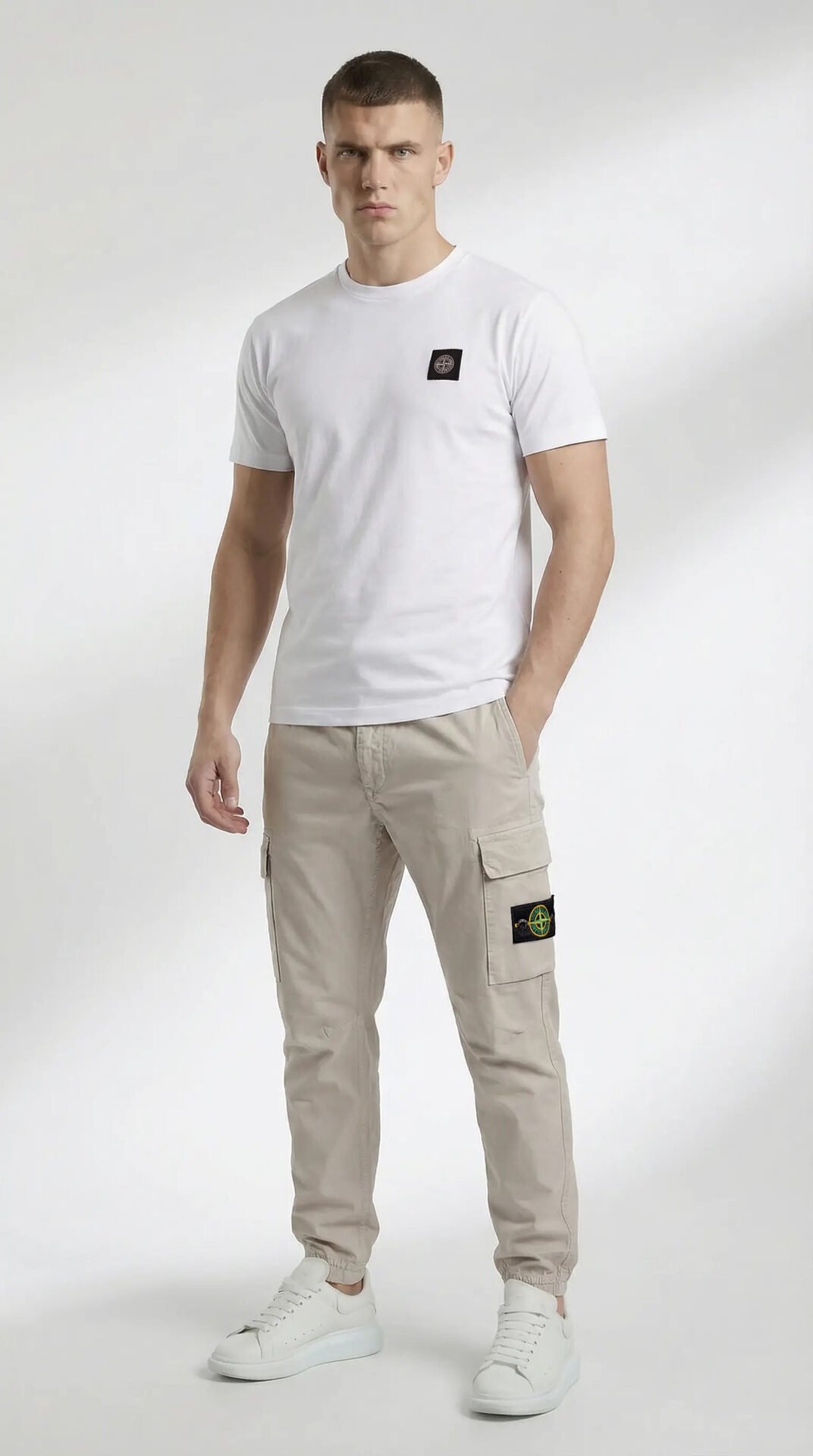 Stone Island T-Shirt Men White – Premium Cotton Slim Fit Streetwear Tee