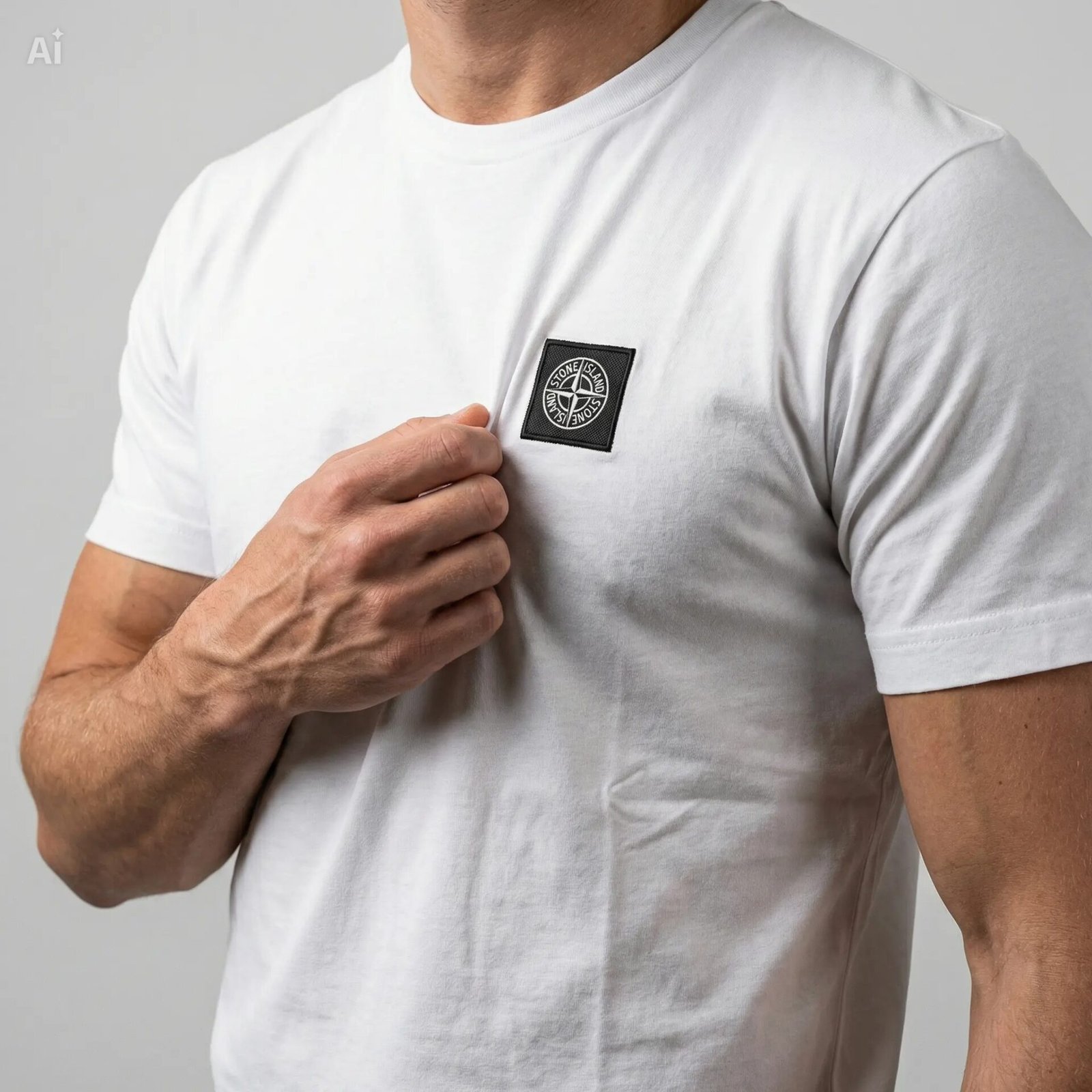 Stone Island T-Shirt Men White – Premium Cotton Slim Fit Streetwear Tee - Image 2