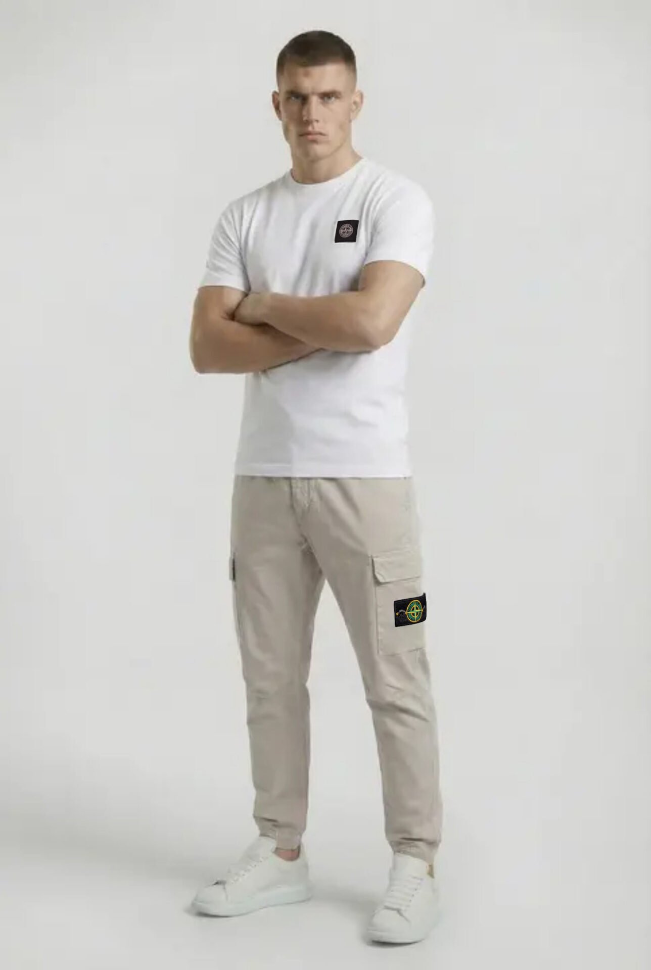 Stone Island T-Shirt Men White – Premium Cotton Slim Fit Streetwear Tee - Image 5