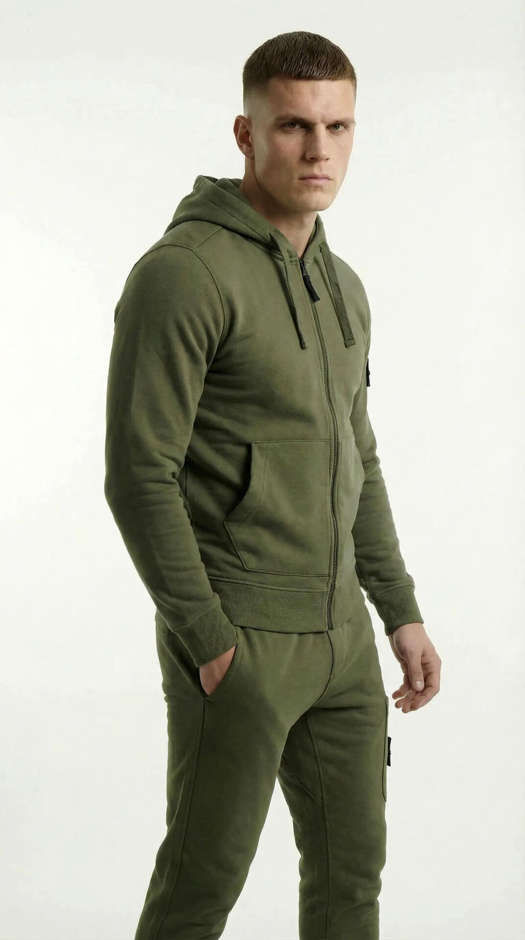Stone Island Style Tracksuit Olive Green – Premium Men’s Hoodie Set | Slim Fit Designer Sportswear - Image 5