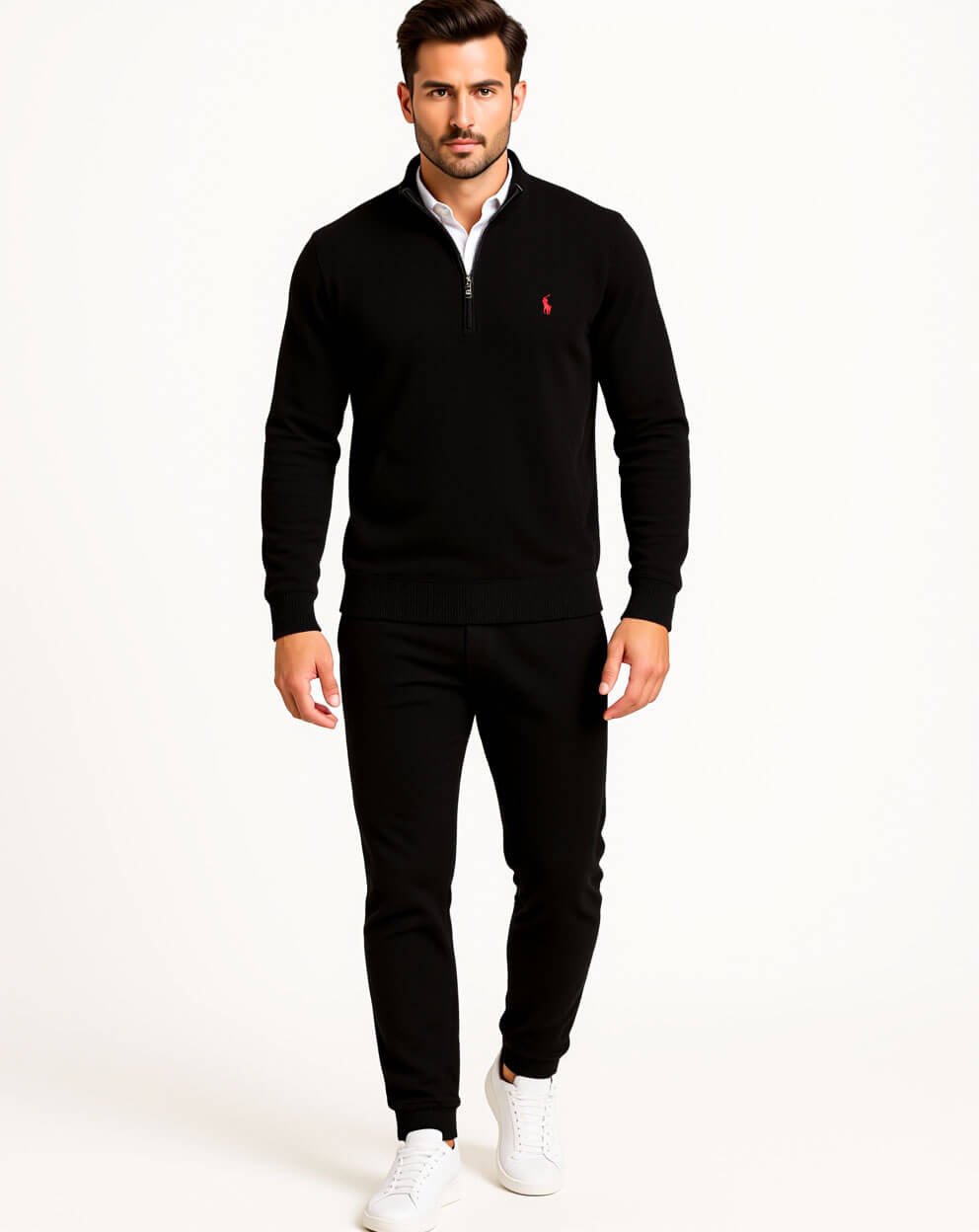 Ralph Lauren Men’s Half-Zip Cable Knit Sweater – Black - Image 4