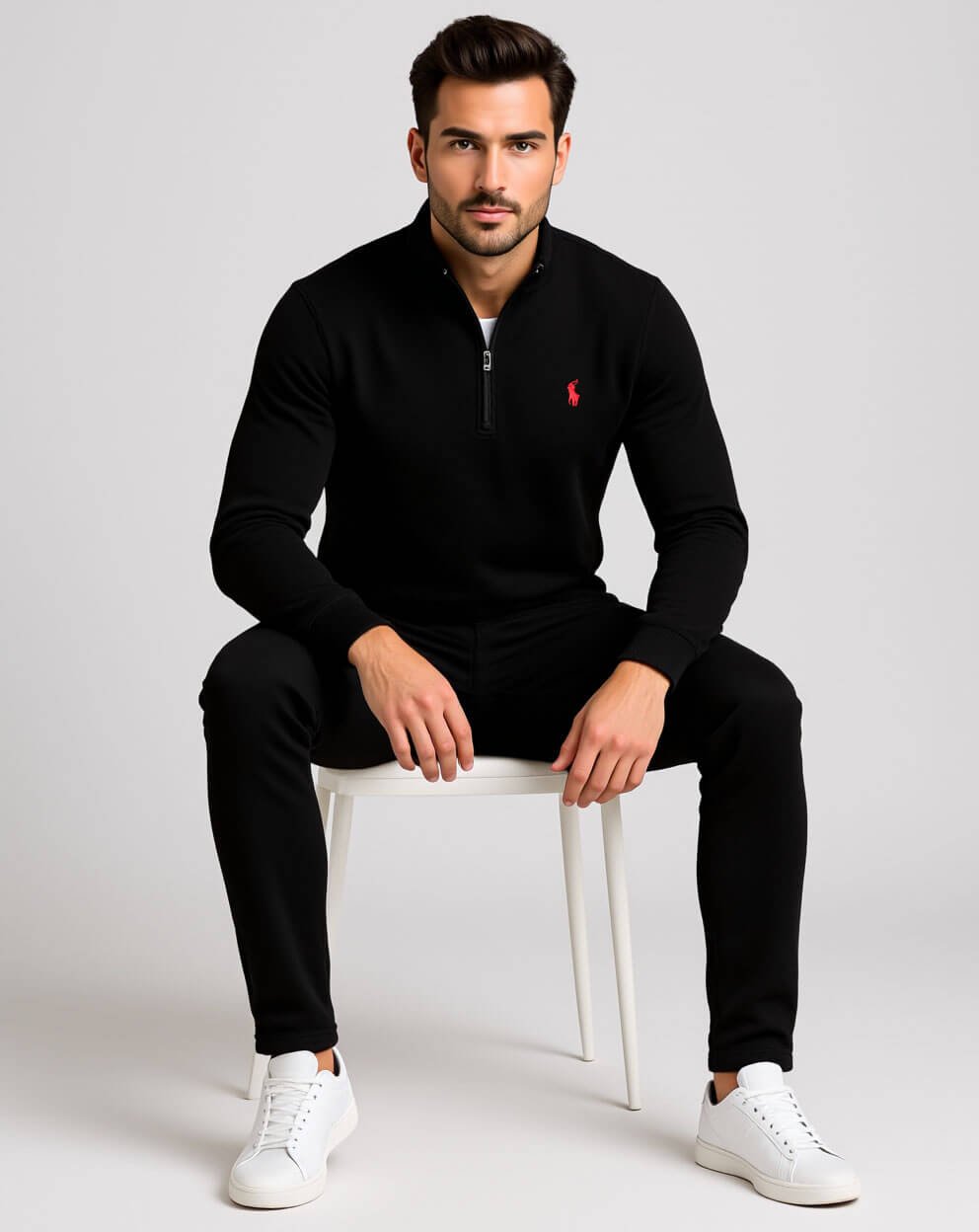 Ralph Lauren Men’s Half-Zip Cable Knit Sweater – Black - Image 5