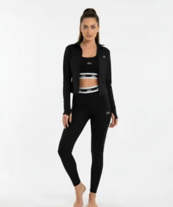 Alo Yoga Women’s Premium 3-Piece Activewear Set – Sports Bra, Leggings & Zip Jacket