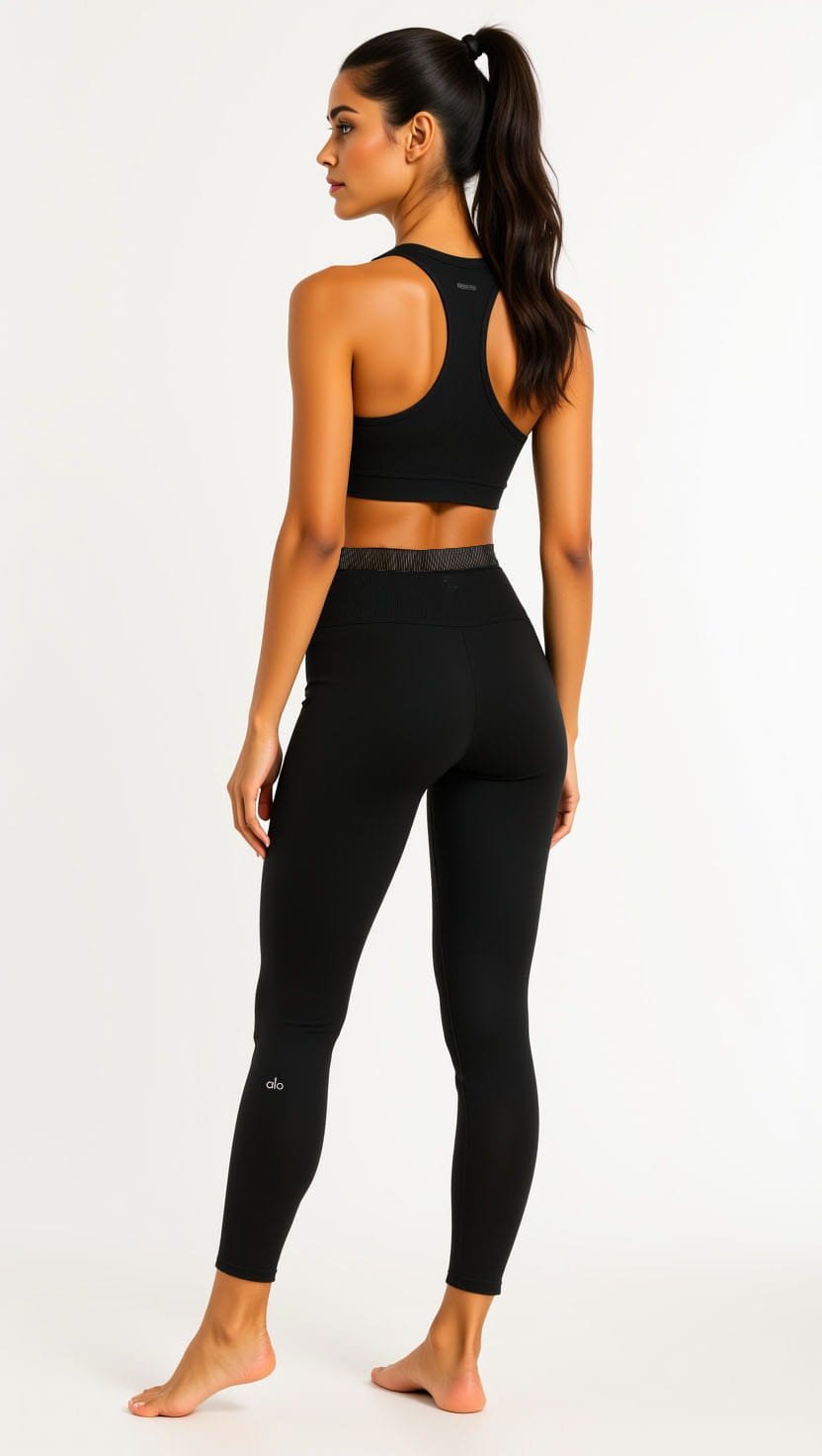 Alo Yoga Black High-Waist Performance Leggings – Luxury Sculpting Fit for Gym, Yoga & Street Style - Image 6