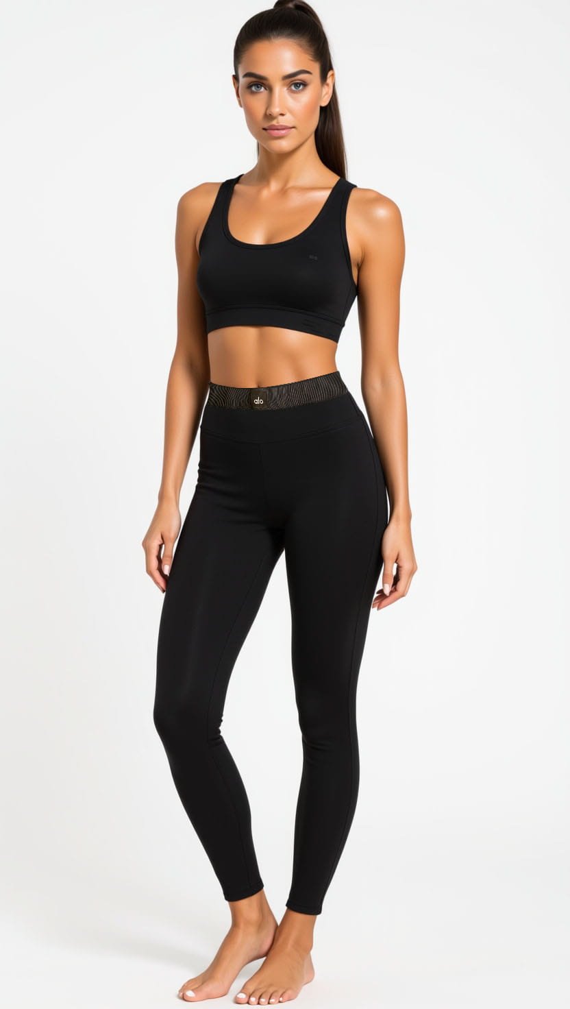 Alo Yoga Black High-Waist Performance Leggings – Luxury Sculpting Fit for Gym, Yoga & Street Style